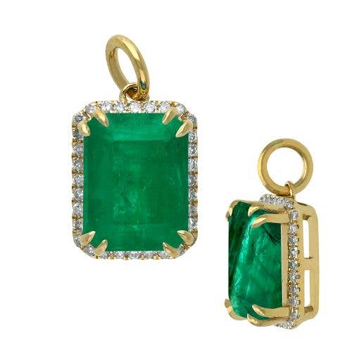 Diamond & Emerald Charm 10x8mm for wholesale by Jewels of Mewar