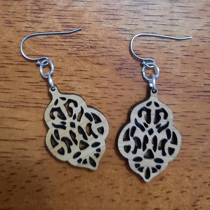 Brincos mandala de madeira de bambu por atacado de 7Limes