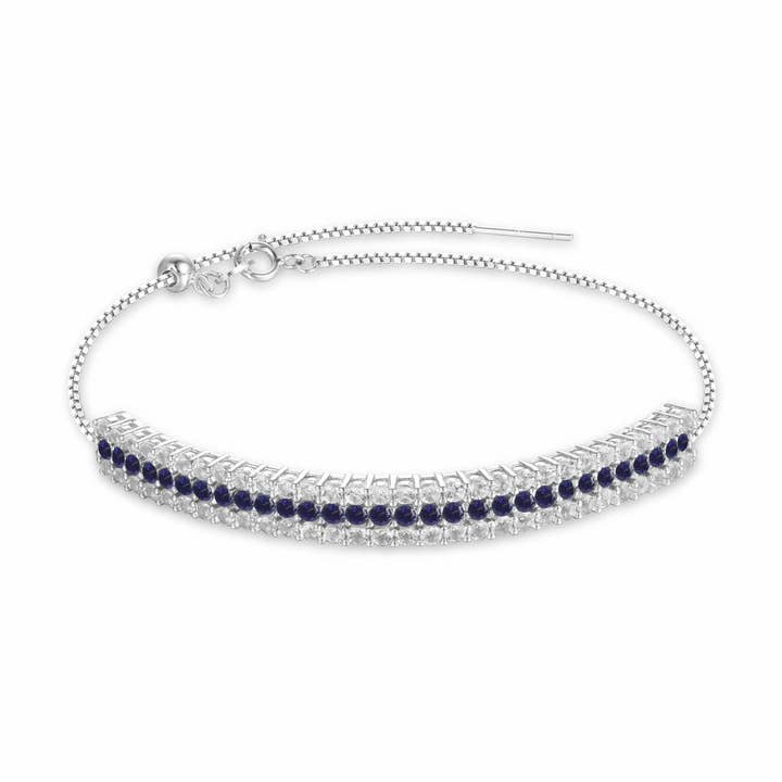 925 Sterling Silver Natural Sapphire & White Topaz Bracelet for wholesale by FCJ Jewelry LLC