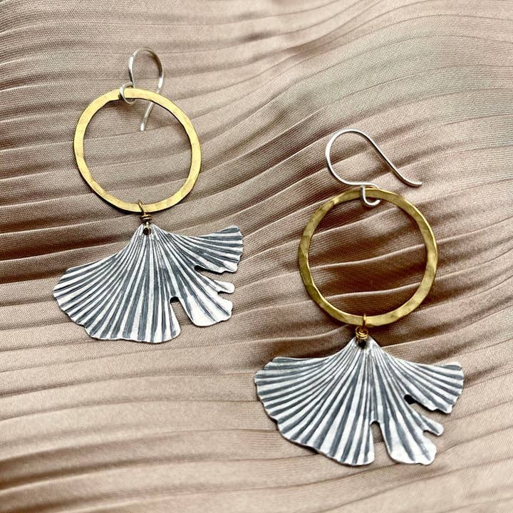 Handmade Ginkgo Earrings for wholesale by Fluff Hardware