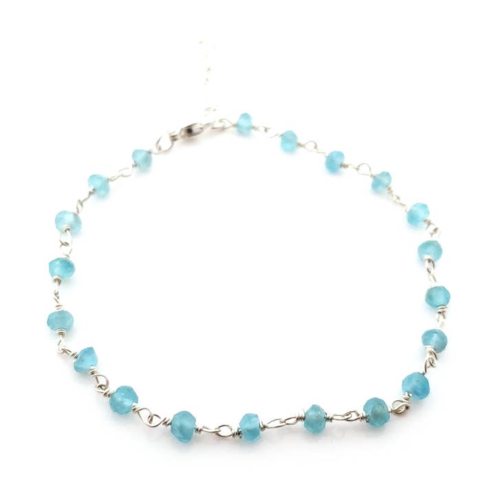 Aquamarine Gemstone Layering Bracelet Sterling Silver for wholesale by CY Design Studio