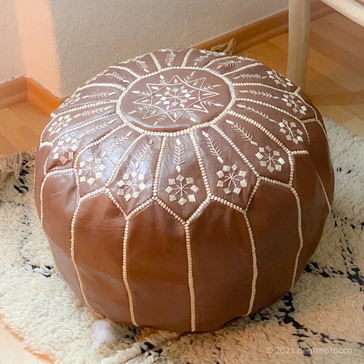 dear Morocco – wholesale Sittpuff – Marockansk sittpuff ottoman//rund L 20 ”x13" Cafe