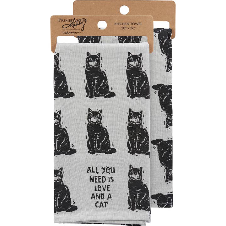 Love And A Cat Kitchen Towel for wholesale by Primitives by Kathy