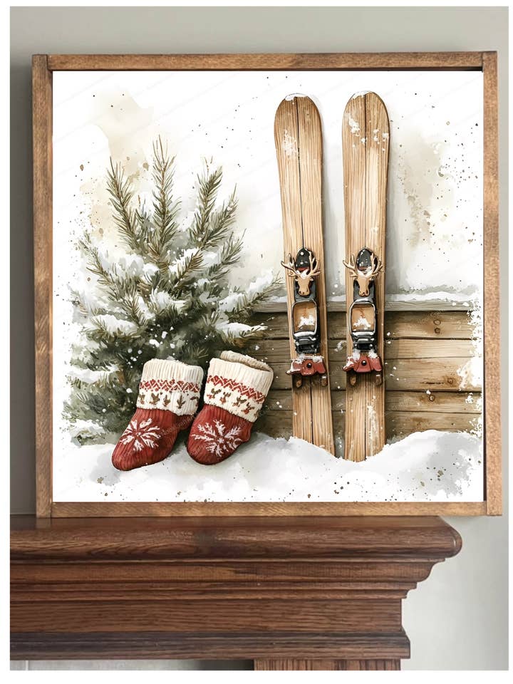 Vintage ski's boerderijbord voor wholesale door Stir Crazy Signs