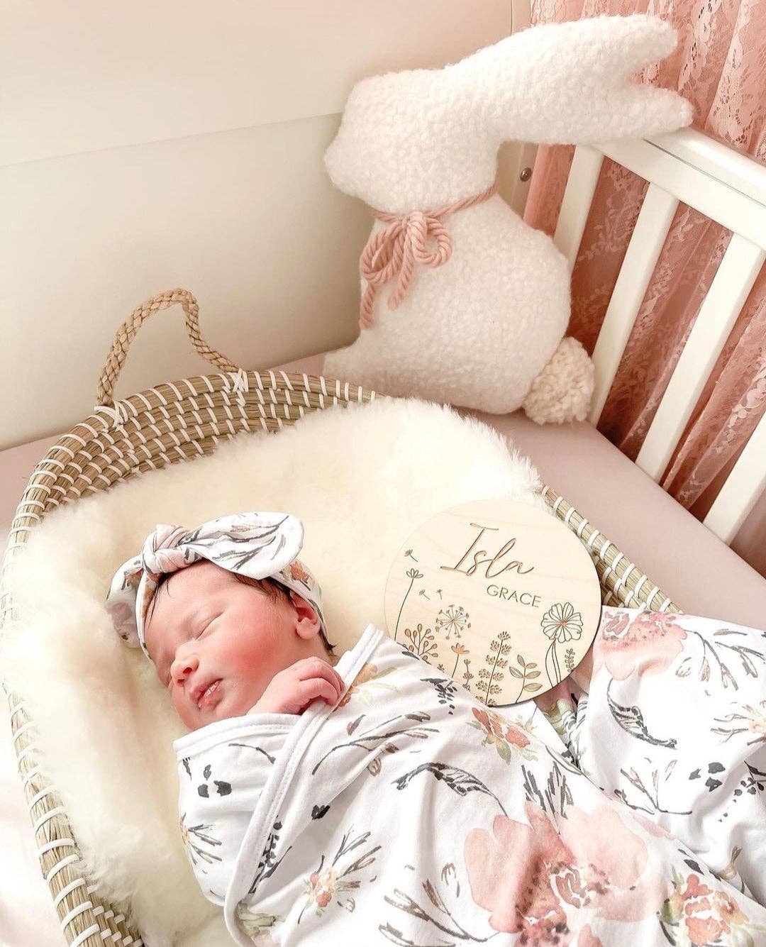 Minky Myles – Conjunto de Swaddle - Bebé por atacado – Manta floral com faixa - conjunto de envolvimento1