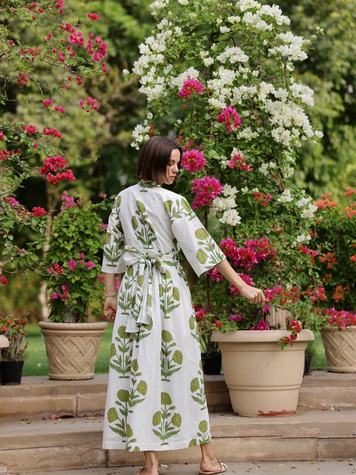 Maison Marigold - Wholesale Dress - Women's - Como Wrap Dress Green Flower