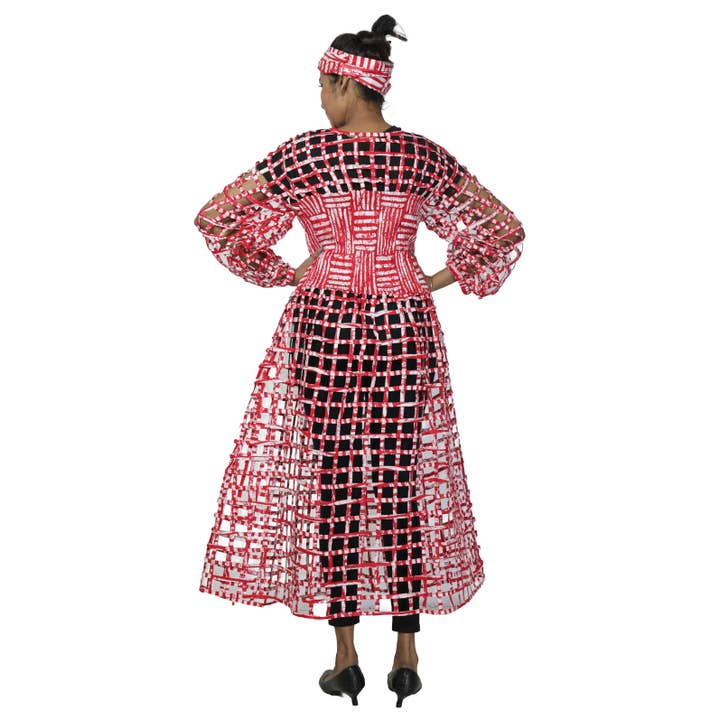 African Stars - Wholesale Dress - Women's - Women's Long Sleeve Smocked Bodice Cage Dress -- FI-ST1228