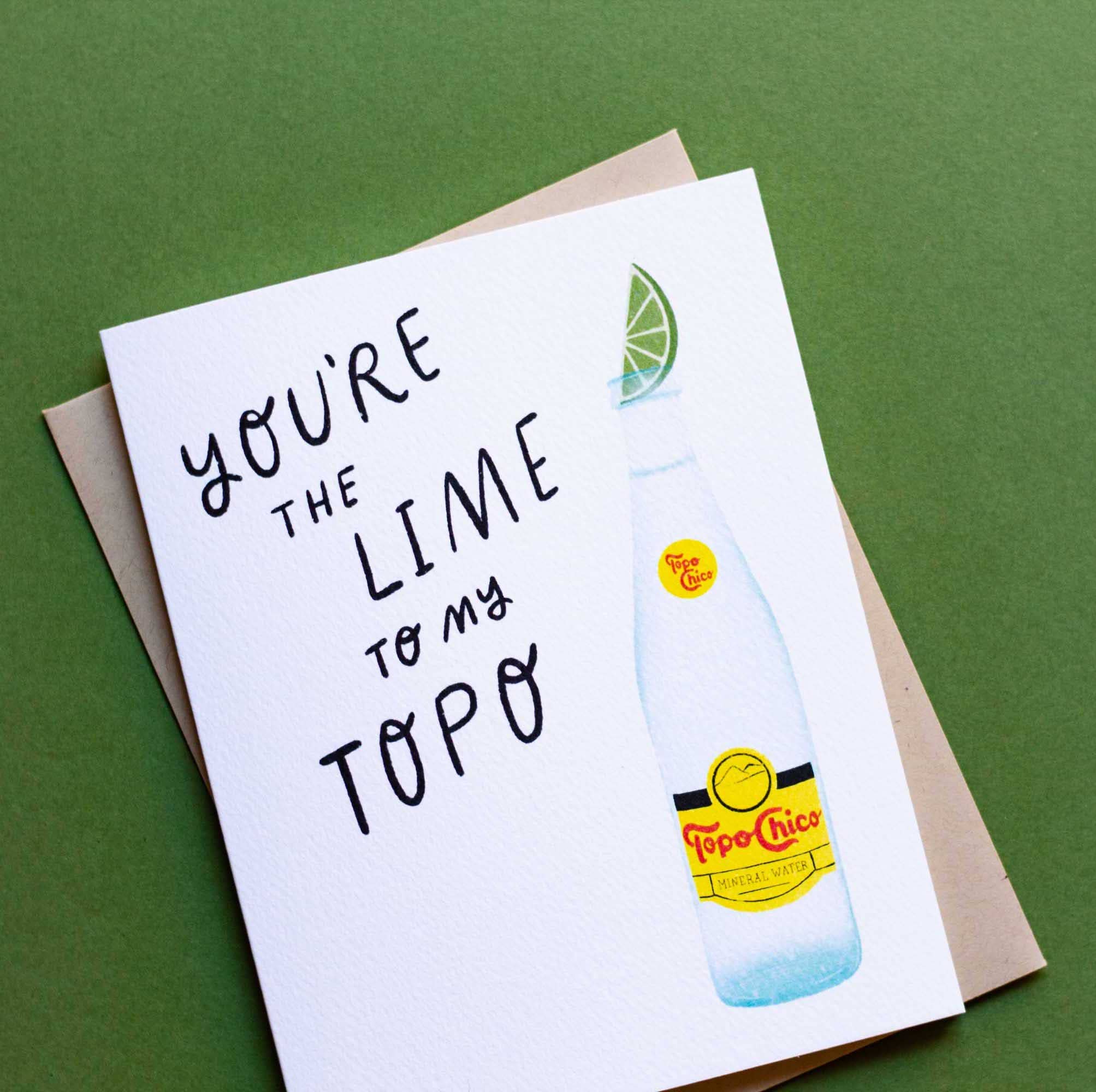Finch and Flourish Paper Goods - Wholesale Love Card - Lime to My Topo Card1