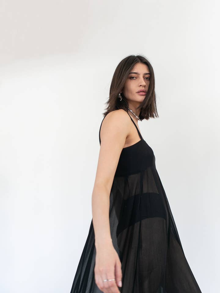 Black Sophia Sheer Dress for wholesale on Faire0