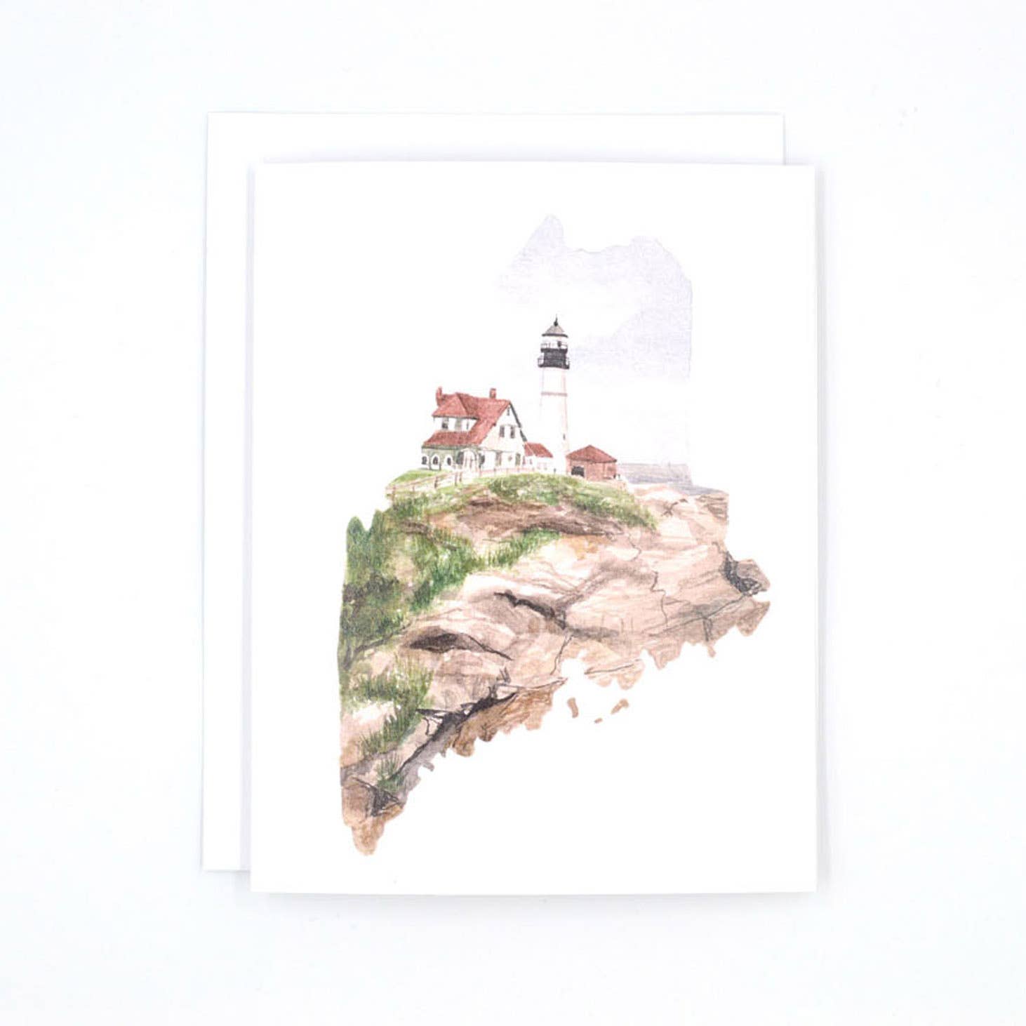 Rachel Alvarez Art - Wholesale Everyday Greeting Card - Maine State Art Card - Maine Lighthouse0