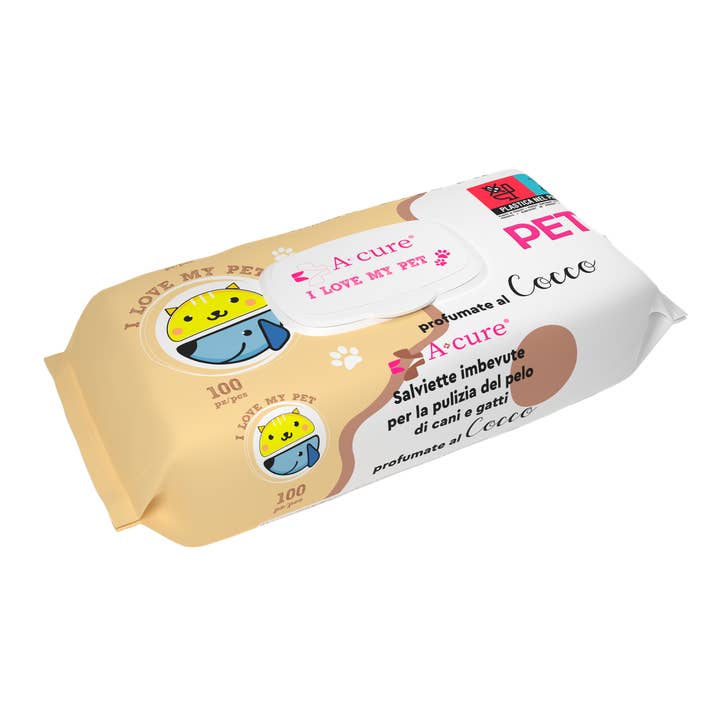 A+CURE - Vendita all'ingrosso Strumento per la toelettatura del pelo - Cani - A+Cure Pet 100 Pop-Up Cocco salviette