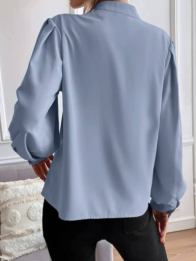 UNISHE - Wholesale Buttoned-down shirt – Women's - Plain Button V Neck Blouse Shirt GSS09919