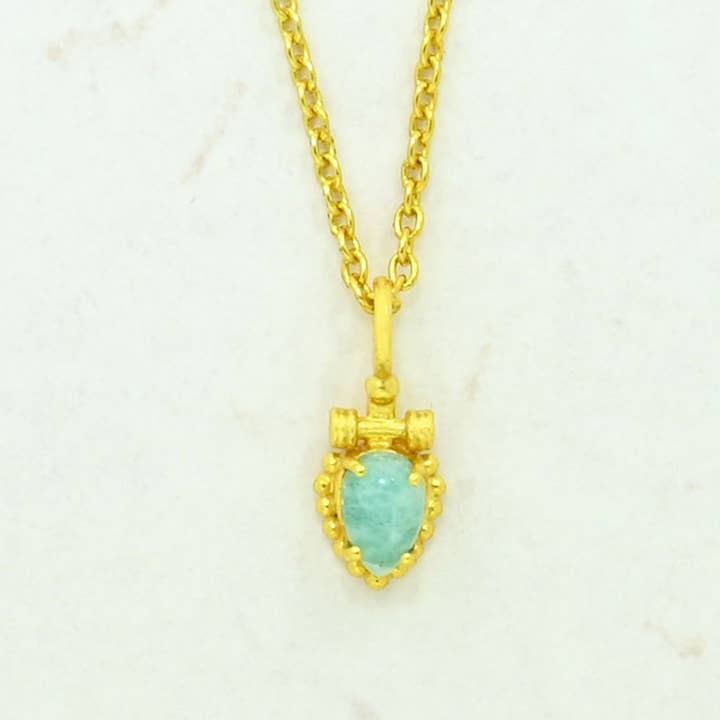 Schmuckoo Berlin - Wholesale Pendant/Charm Necklace - Boho Necklace Gold Plated Silver 925 - Amazonite0