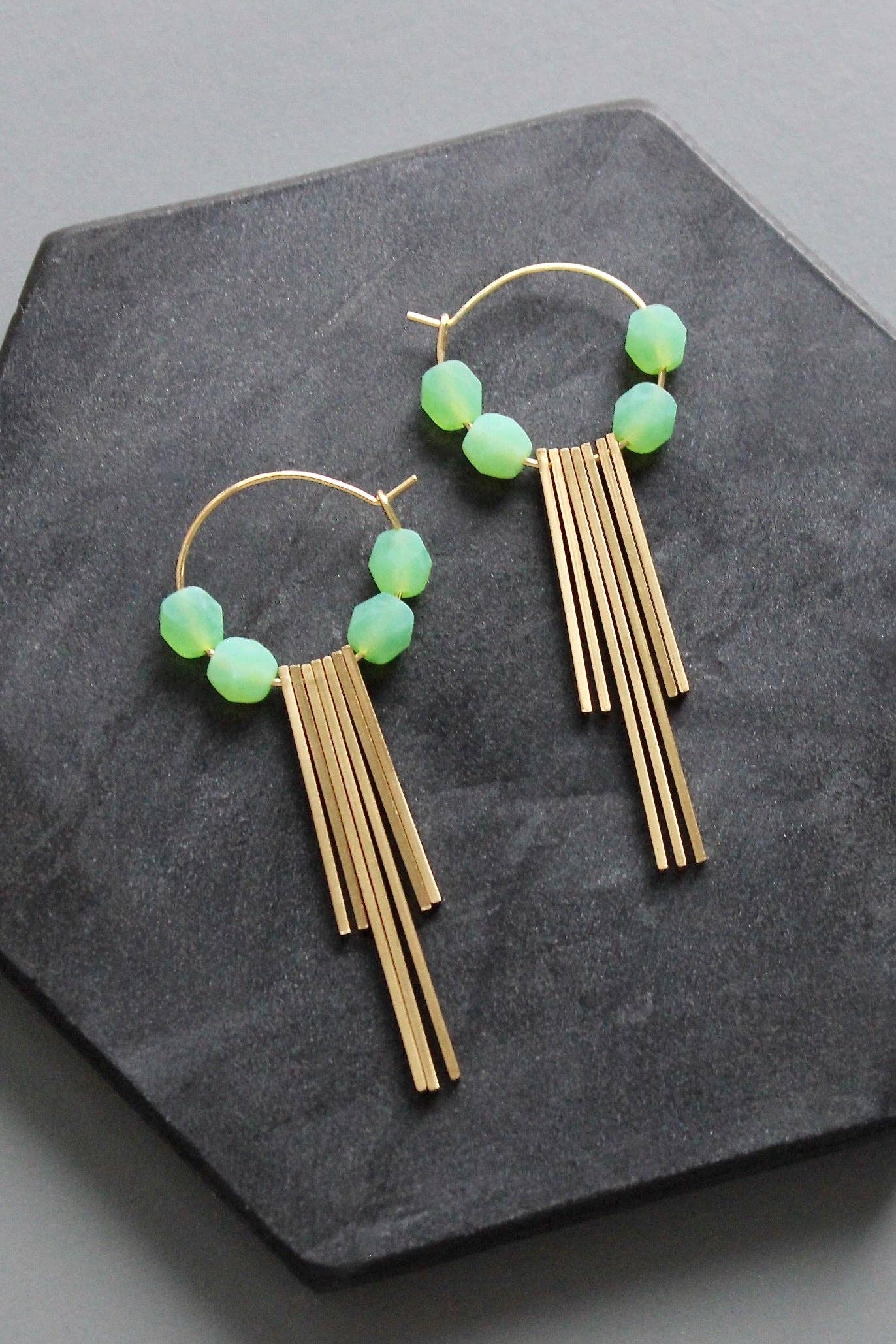 David Aubrey Jewelry - Wholesale Dangle Earrings - KYLE26 mint glass geometric hoop earrings2