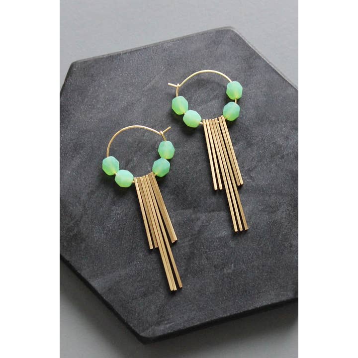 David Aubrey Jewelry - Wholesale Dangle Earrings - KYLE26 mint glass geometric hoop earrings2