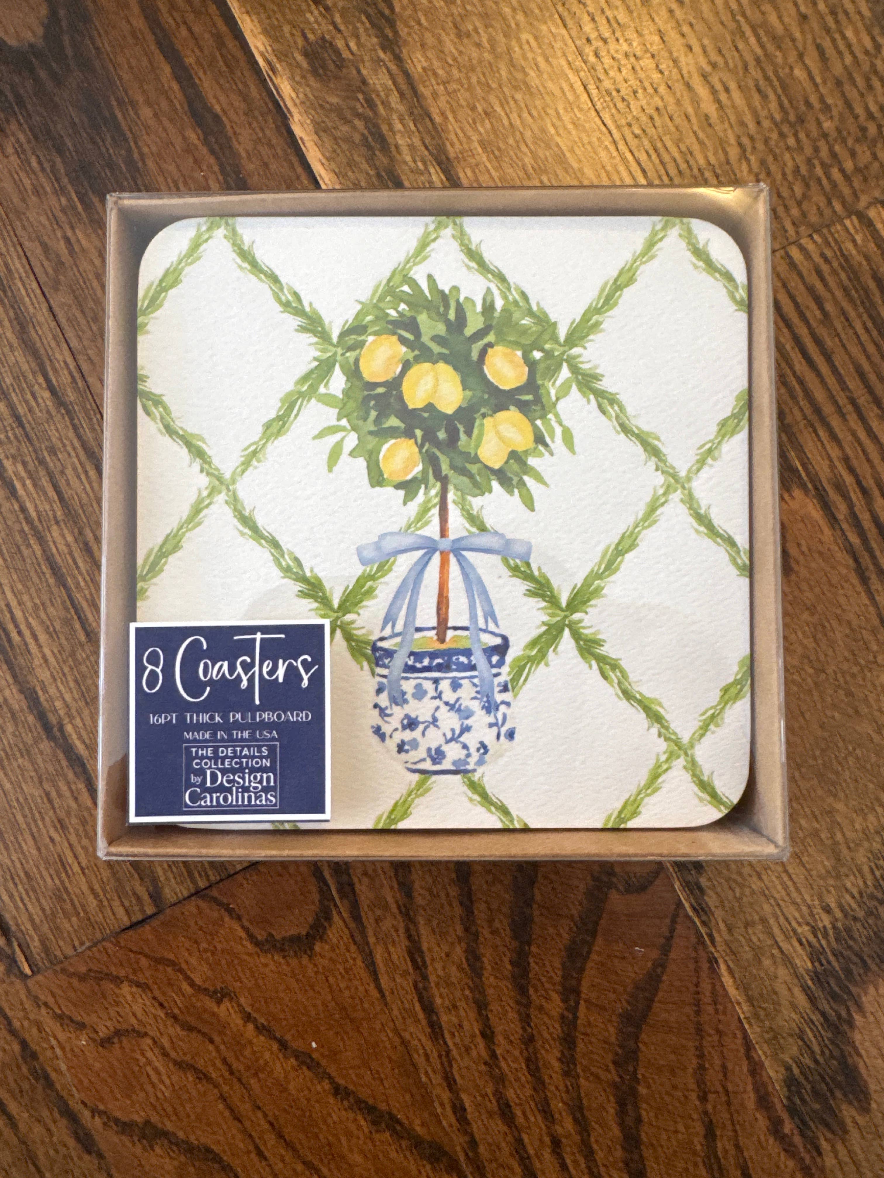 Design Carolinas - Vente Sous-verre jetable - Ensemble de 8 dessous de verre en papier Chinoiserie Citron Topiaire7