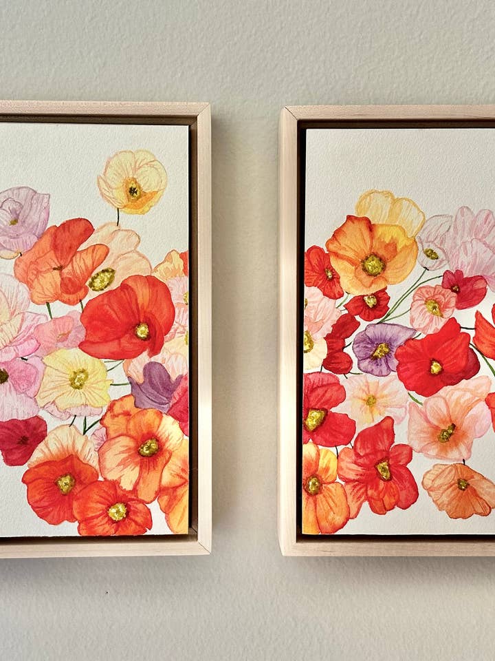 Just Picked Poppies Set of Two Watercolor Prints for wholesale by Jradartdesign