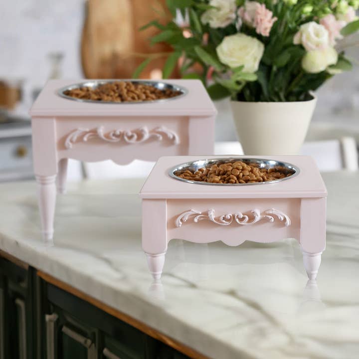 Scrollie Single Bowl Elevated Pet Feeder for wholesale by Helpen Pets