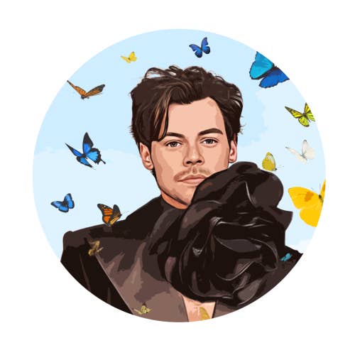 Circle Stickers 'BUTTERFLY HARRY' for wholesale by ART WOW