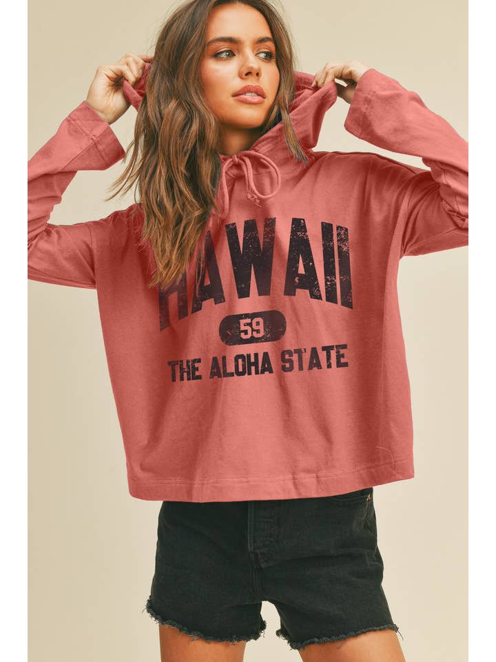 Honestee - Wholesale T-Shirt (Graphic) - Women's - Hawaii The Aloha State Graphic Hooded T-Shirt1
