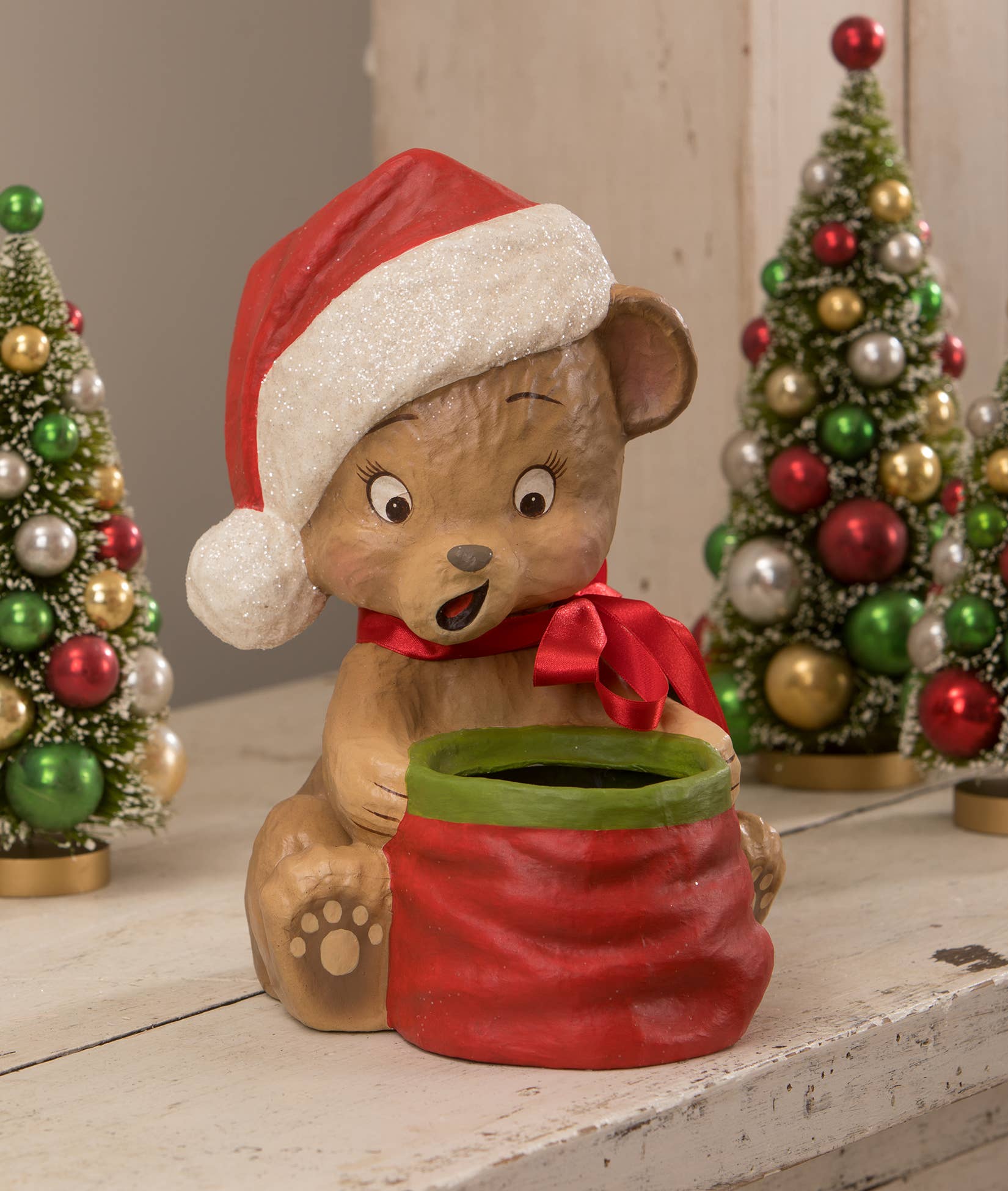 Bethany Lowe Designs - Wholesale Christmas Decoration - Christmas Surprise Bear Paper Mache