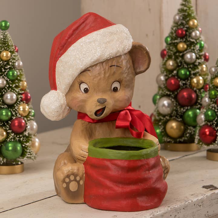 Bethany Lowe Designs - Wholesale Christmas Decoration - Christmas Surprise Bear Paper Mache0