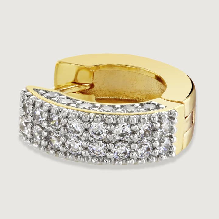 Gold Pave Chubby Huggie Earrings for wholesale by Buckley London