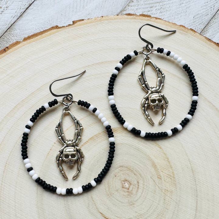 Pendientes de Araña, Pendientes de Abalorios, Pendientes de Aro de Plata, Goth Corporativo, Pendientes Punk Colgantes, Rellenos de Cesta de Pascua para Mujeres, Bruja para venta al por mayor de Same Sunset Design