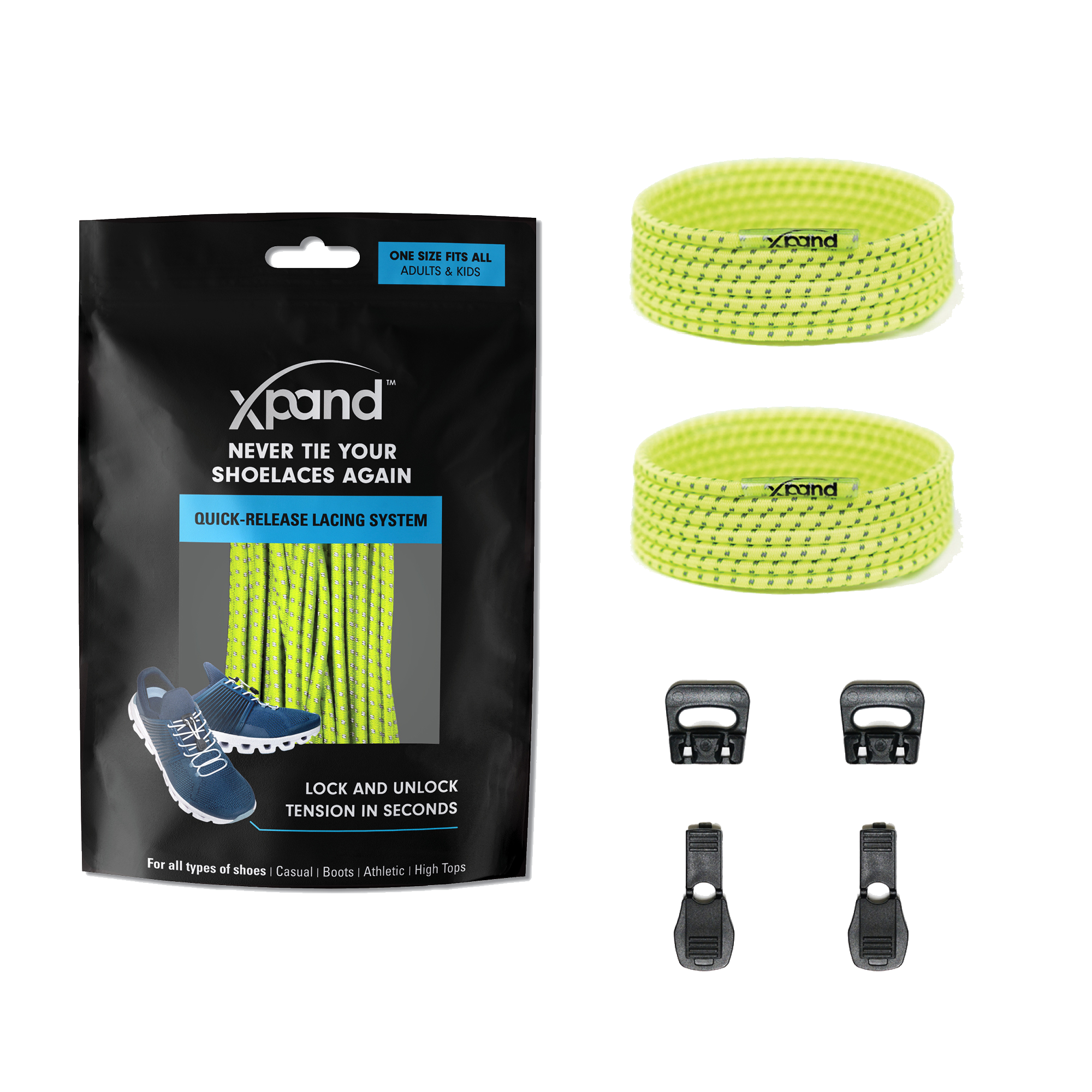 Xpand Laces - Wholesale Shoelaces - Unisex - No-Tie Elastic Round Laces | Hi-Vis Reflective | One Size7