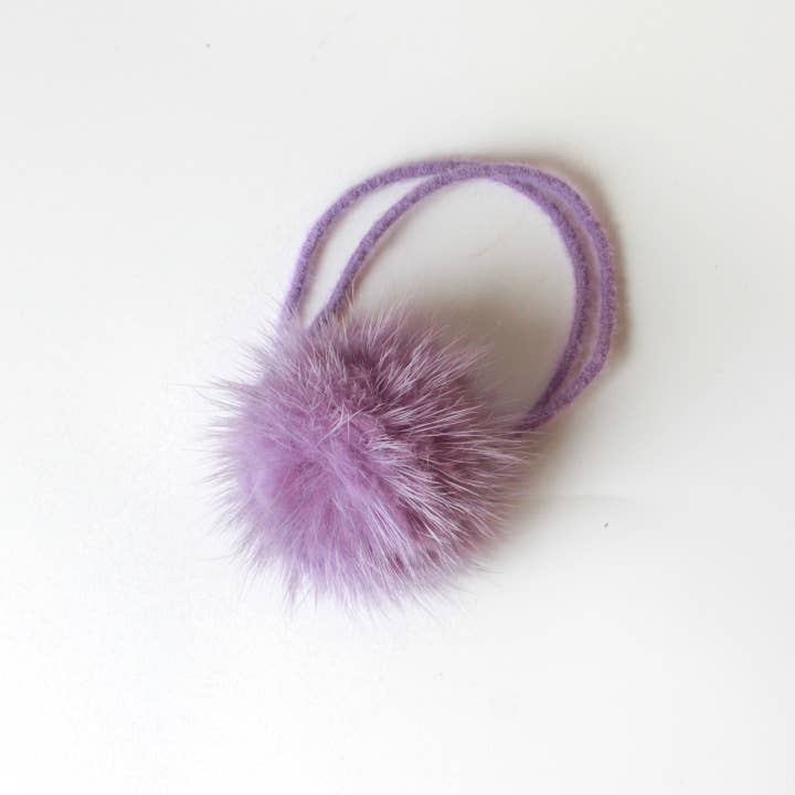 Faux Mink Fur Pom-Pom Hair Elastic Blue for wholesale on Faire4