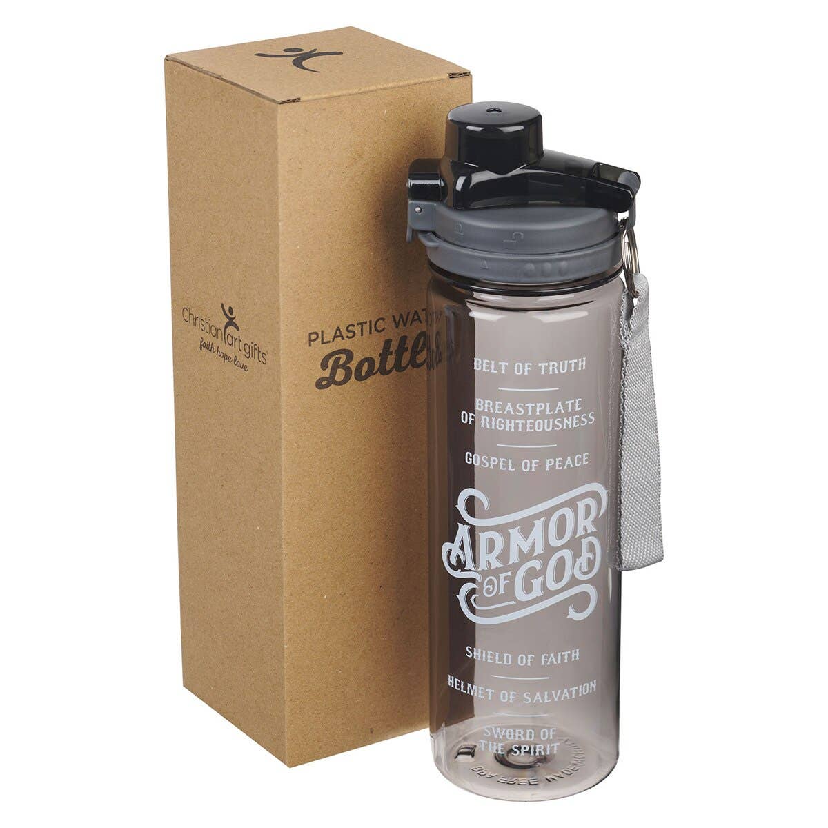 Christian Art Gifts - Wholesale Water Bottle - Water Bottle Plastic Black Armor Of God1