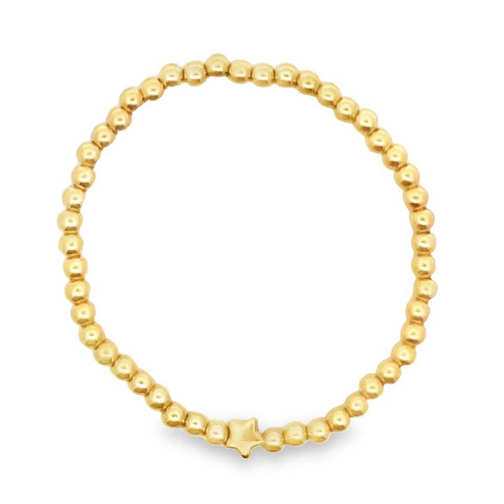 MIA Jewelry – wholesale Pärlarmband – 4mm guld elastiskt pärlarmband med stjärna0