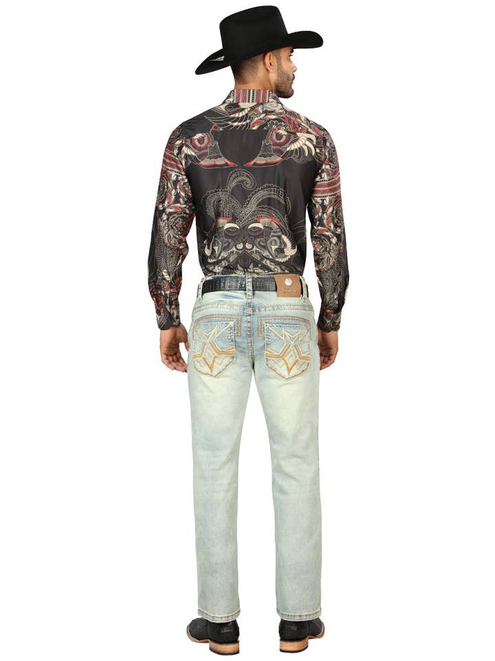 El General Western Wear - Vendita all'ingrosso Jeans - Uomo - Denim blu chiaro da uomo Centenario con dettagli ricamati 453173