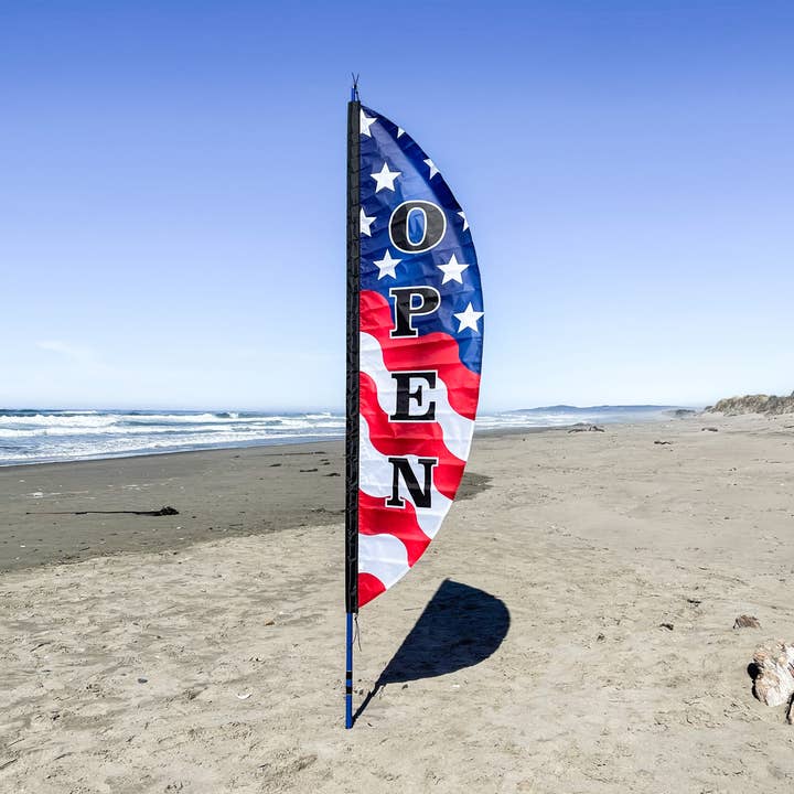 In the Breeze, LLC. - Wholesale Banner - 8' Patriotic Open Feather Banner