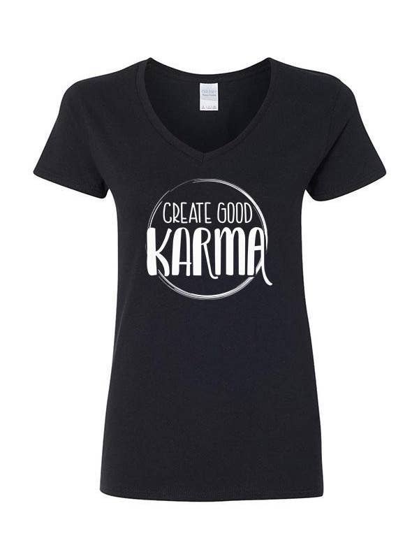 Soulful Wear - Wholesale Screen Printed T-Shirt - Women's - Create Good Karma (V-Neck)