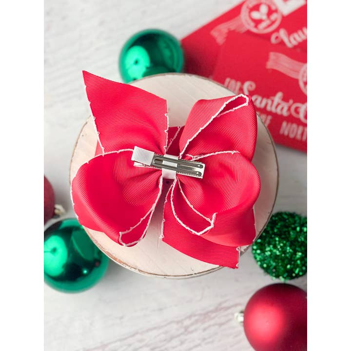 The Hair Bow Company - Wholesale Hair Bow - Kids - Santa Embroidered Moonstitch Hair Bow1