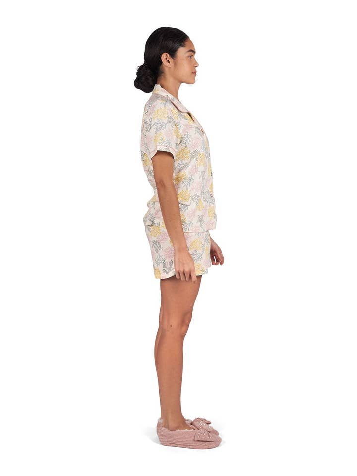 Pink Coral Reef Notch Collar Short PJ Set for wholesale on Faire