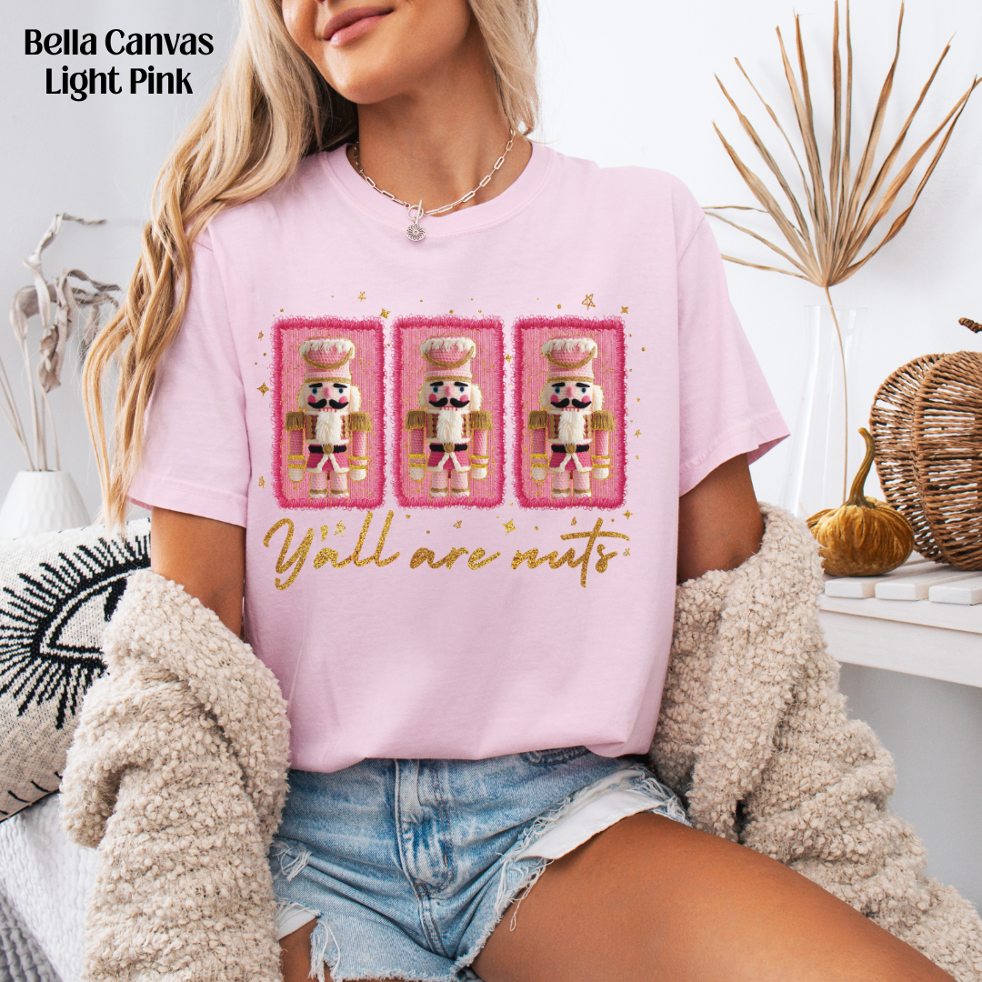 XO, Hannah - Wholesale Graphic Sweatshirt - Women's - Y'all are Nuts on Light Pink0
