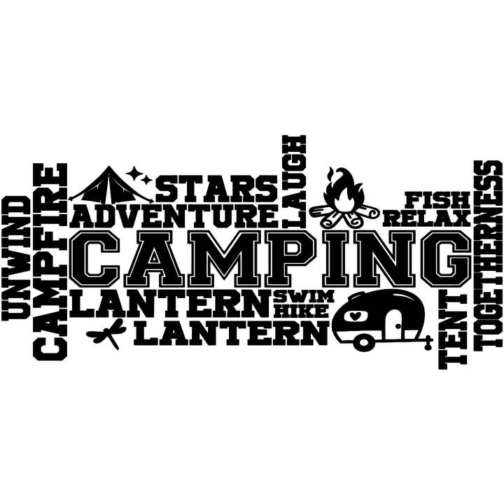 Dudley's Cottage & Gifts – wholesale Sign – CAMPING WORD ART-BOHO