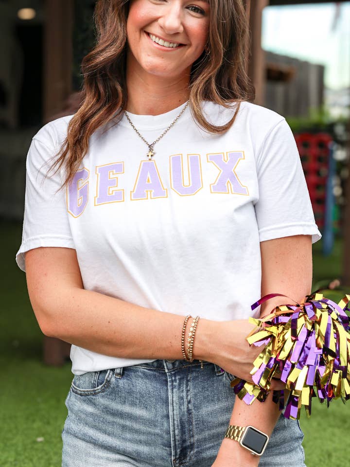 White Geaux Block T-Shirt for wholesale on Faire3