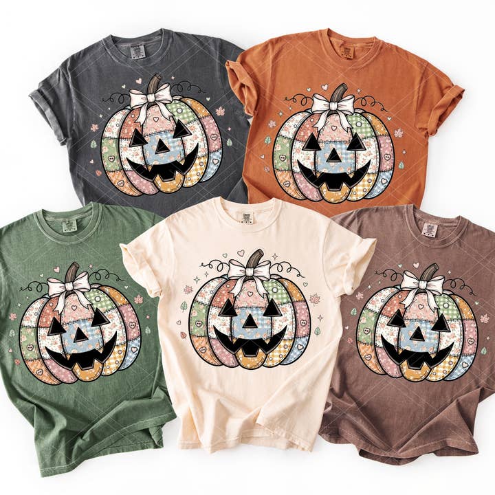 Pressure and Grace - Wholesale Screen Printed T-Shirt - Women's - Patchwork Pumpkin0