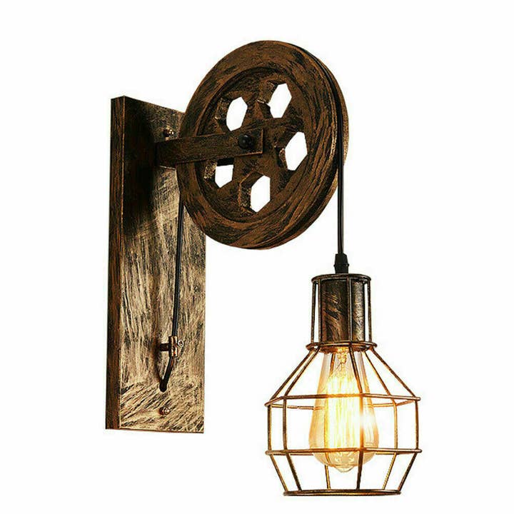 Ledsone – wholesale Chandelier/hanging light – Vintage Industrial Wall Light E27 Fitting Pulley Wheel Wall Lamp~2231
