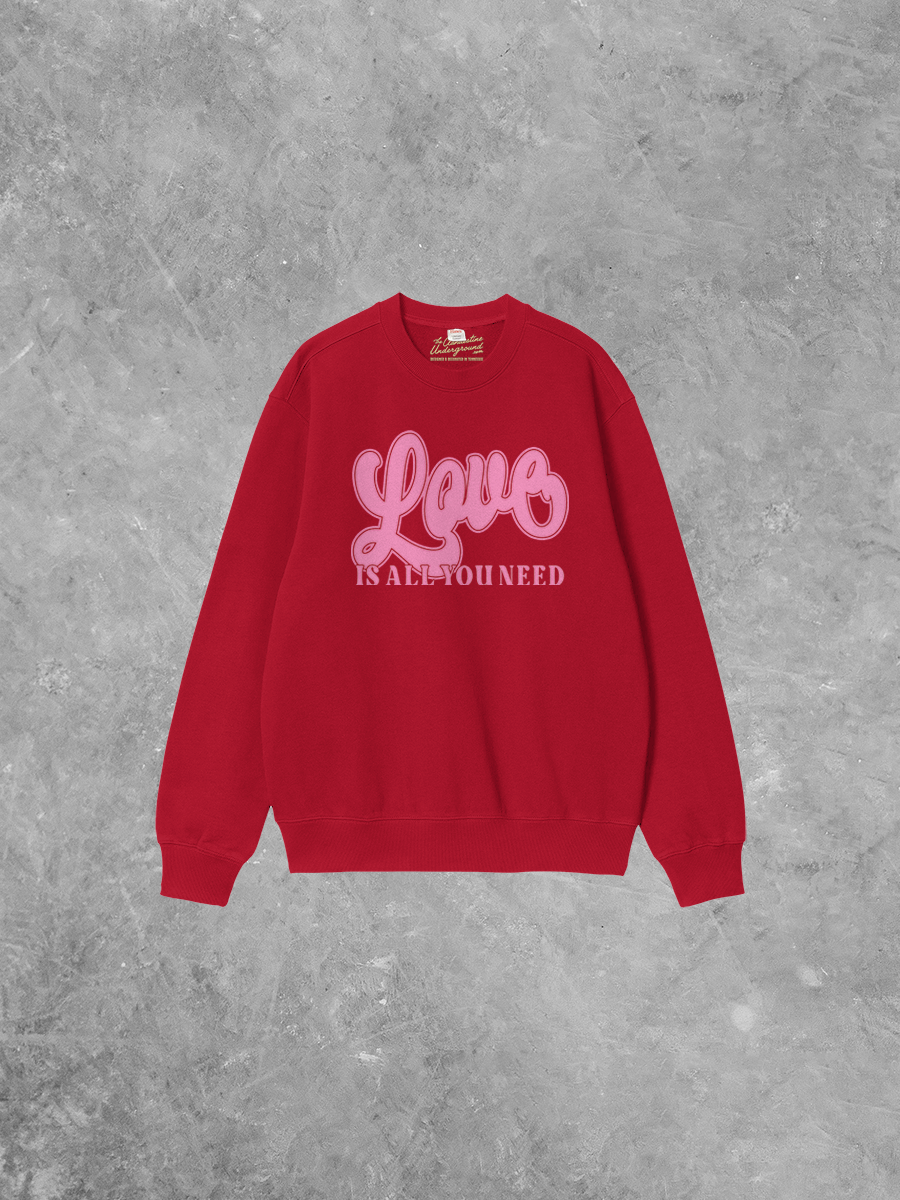 The Clandestine Underground - Wholesale Graphic Sweatshirt - Women's - Love Is All You Need Boxy Cotton 90's Sweatshirt1
