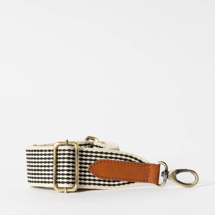O My Bag - Wholesale Bag Strap - Women's - Checkered Webbing Strap - Cognac Classic Leather1