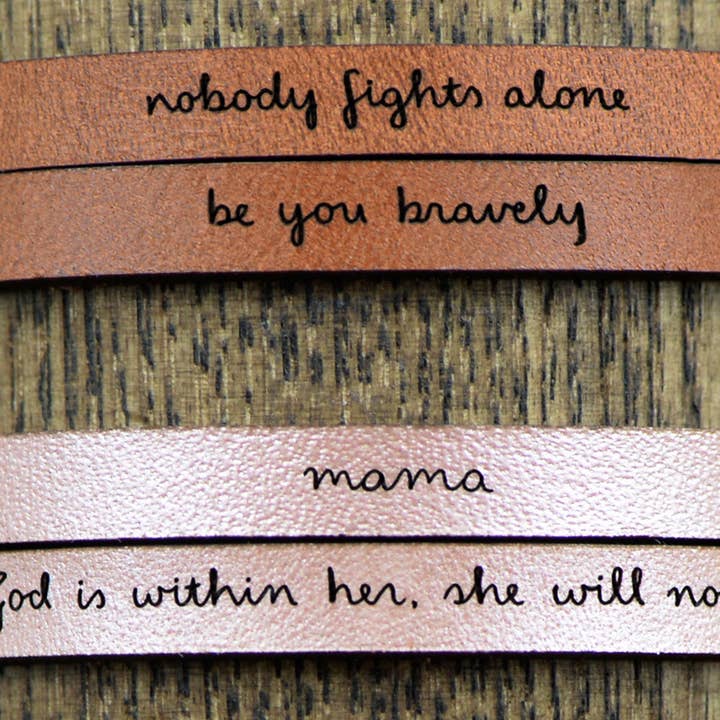 floralee LIVING - Wholesale Bangle Bracelet - nevertheless she persisted Engraved Leather Bracelet10