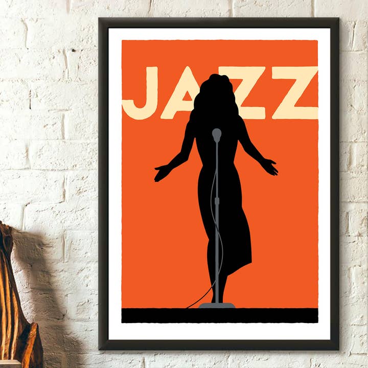 Jazzmusik trompet vægkunst plakat for engroshandel hos Vintage Wall Graphics