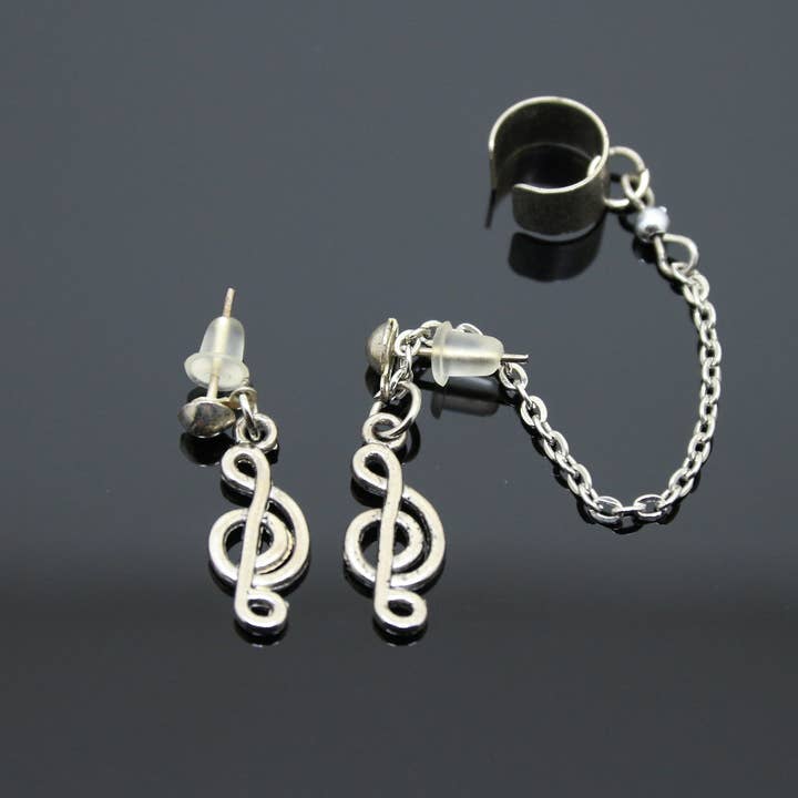 SomeBijoux4You - Vendita all'ingrosso Orecchini ear cuff/ear wrap - Orecchini a forma di chiave di violino, a forma di chiave di violino, senza perforazione della cartilagine7