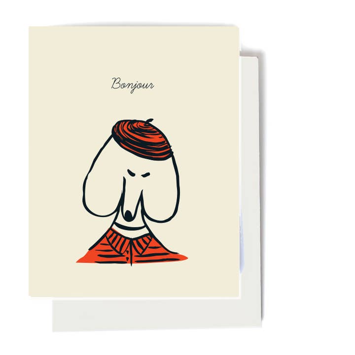 Tarjeta de notas Bonjour Doggie para venta al por mayor de Elizabeth Grubaugh