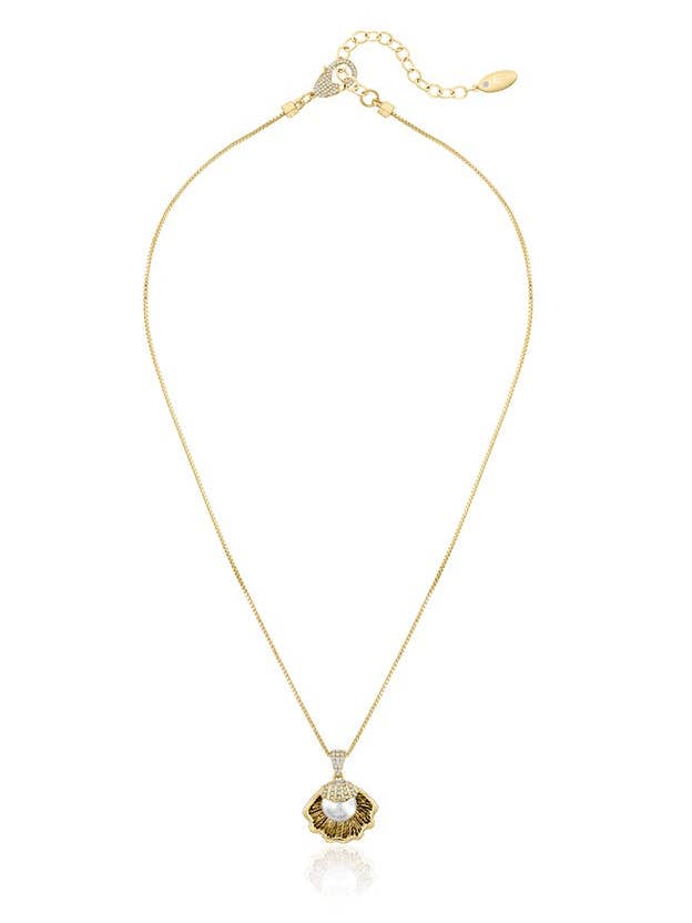 Pavé Shell Pendant Necklace for wholesale by ZAXIE by Stefanie Taylor