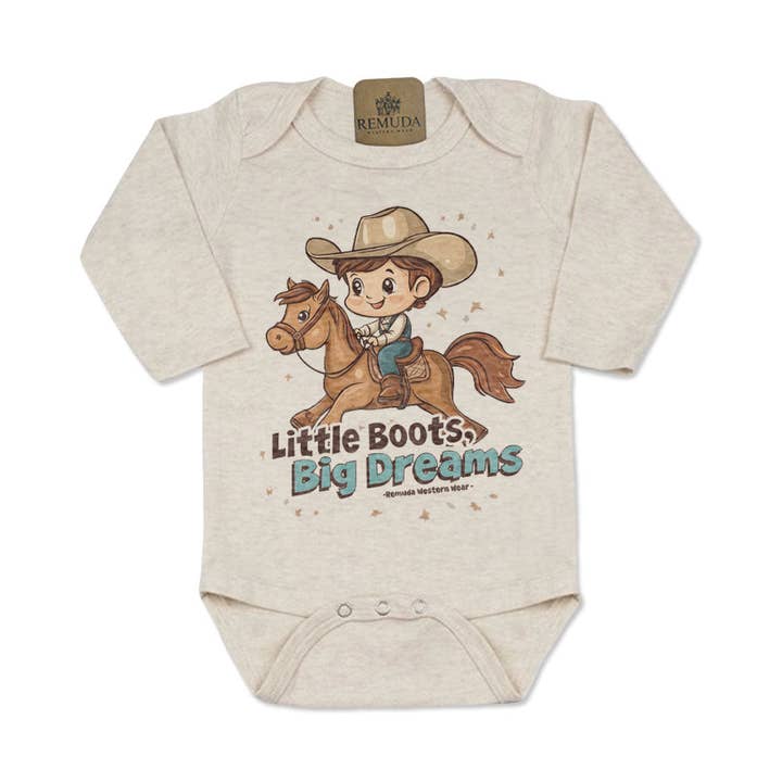 Little Boots, Big Dreams - Infant Boys One Piece Romper for wholesale by Remuda Western Wear